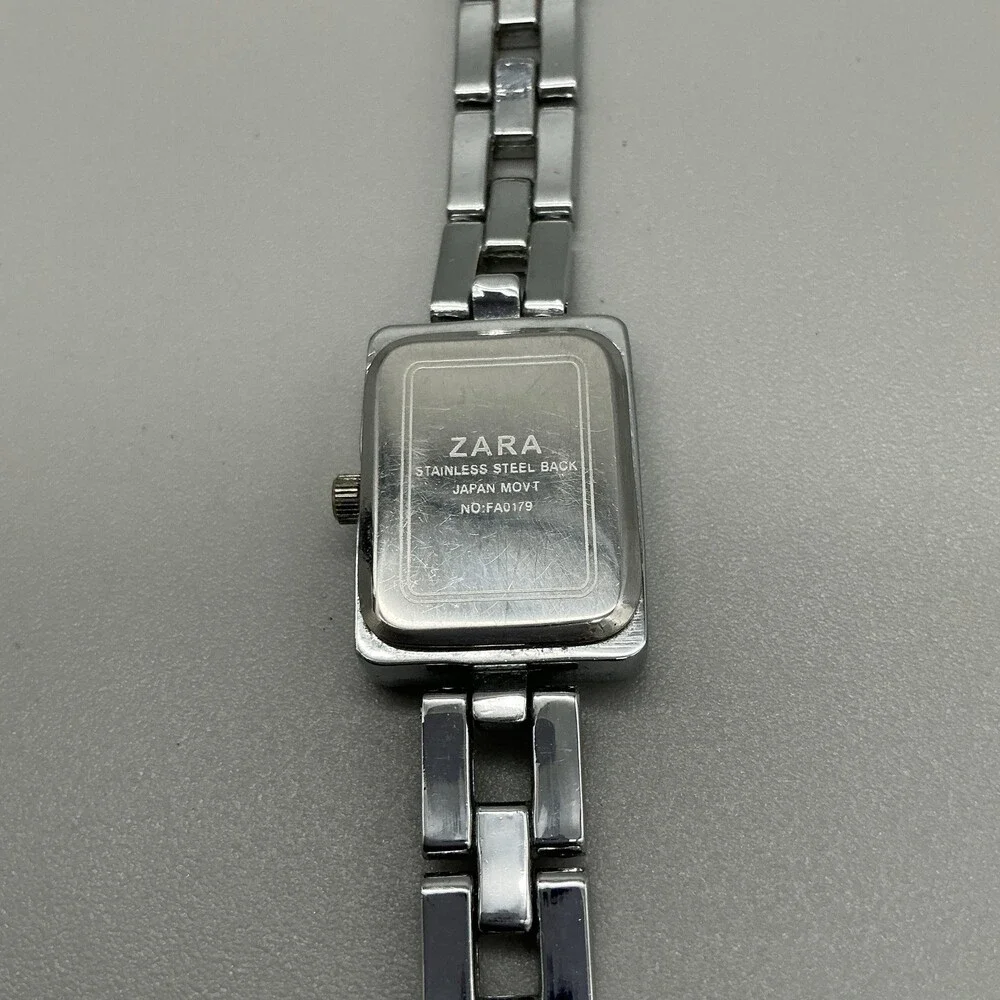 Zara FA0179 Womens Watch 19mm Black Dial Silver Tone Crystals New Battery 7
